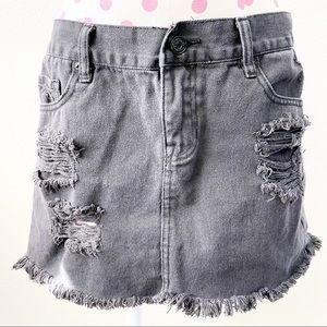 Brandy Melville Distressed Raw Black Denim Skirt